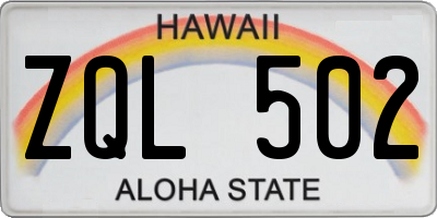 HI license plate ZQL502