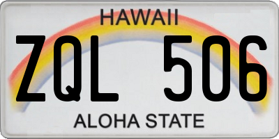 HI license plate ZQL506