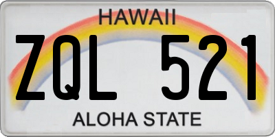 HI license plate ZQL521