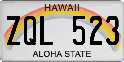 HI license plate ZQL523