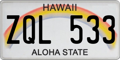 HI license plate ZQL533