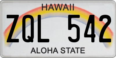 HI license plate ZQL542