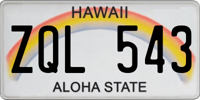HI license plate ZQL543