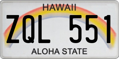 HI license plate ZQL551