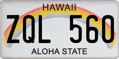 HI license plate ZQL560