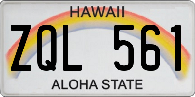 HI license plate ZQL561