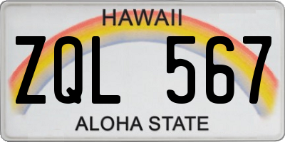 HI license plate ZQL567