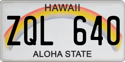 HI license plate ZQL640
