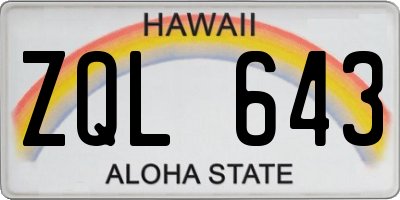 HI license plate ZQL643