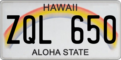 HI license plate ZQL650