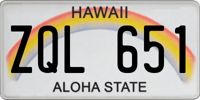 HI license plate ZQL651