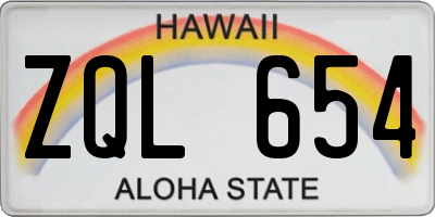 HI license plate ZQL654
