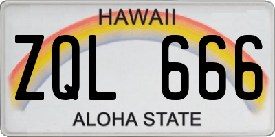 HI license plate ZQL666
