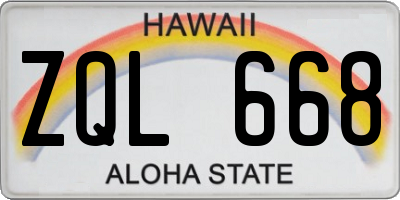 HI license plate ZQL668