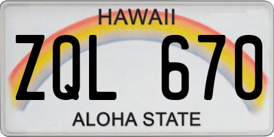 HI license plate ZQL670
