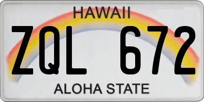 HI license plate ZQL672
