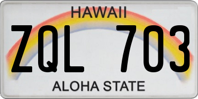 HI license plate ZQL703