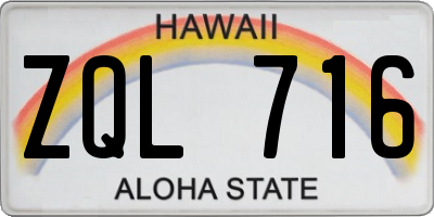 HI license plate ZQL716