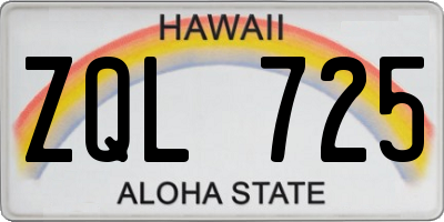 HI license plate ZQL725