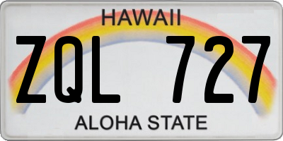 HI license plate ZQL727