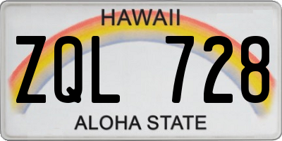 HI license plate ZQL728