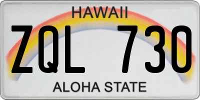 HI license plate ZQL730