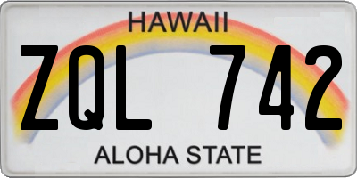 HI license plate ZQL742