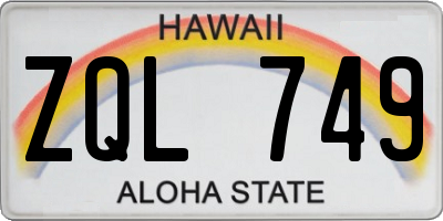 HI license plate ZQL749