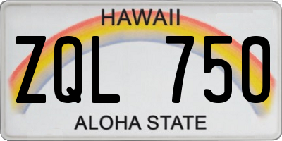 HI license plate ZQL750