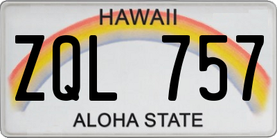 HI license plate ZQL757