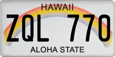 HI license plate ZQL770