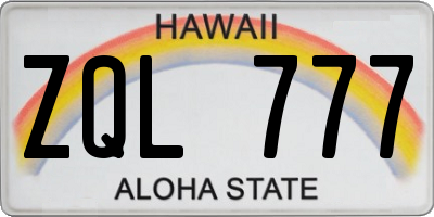 HI license plate ZQL777