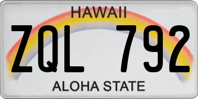 HI license plate ZQL792