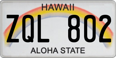 HI license plate ZQL802