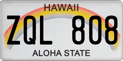 HI license plate ZQL808