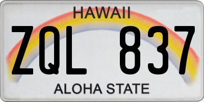 HI license plate ZQL837