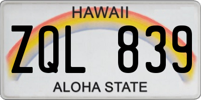 HI license plate ZQL839