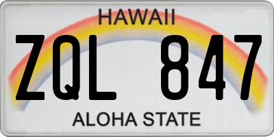 HI license plate ZQL847