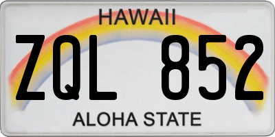 HI license plate ZQL852