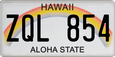 HI license plate ZQL854
