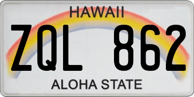 HI license plate ZQL862