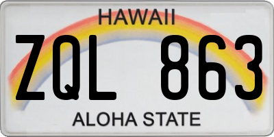HI license plate ZQL863