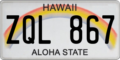 HI license plate ZQL867