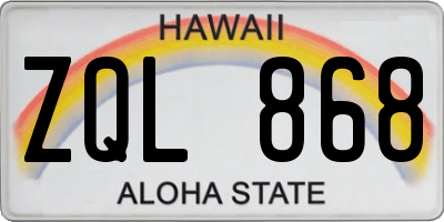 HI license plate ZQL868