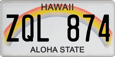 HI license plate ZQL874