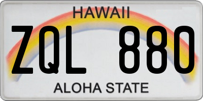 HI license plate ZQL880