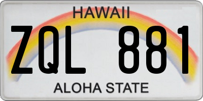HI license plate ZQL881