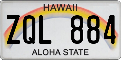 HI license plate ZQL884