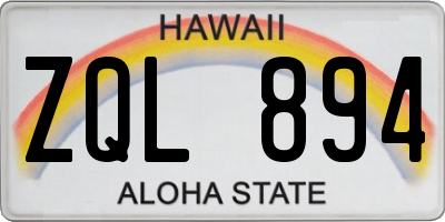 HI license plate ZQL894