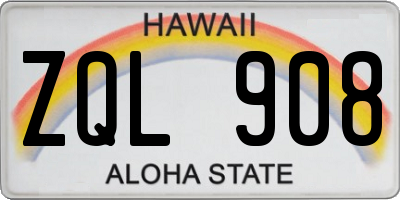 HI license plate ZQL908